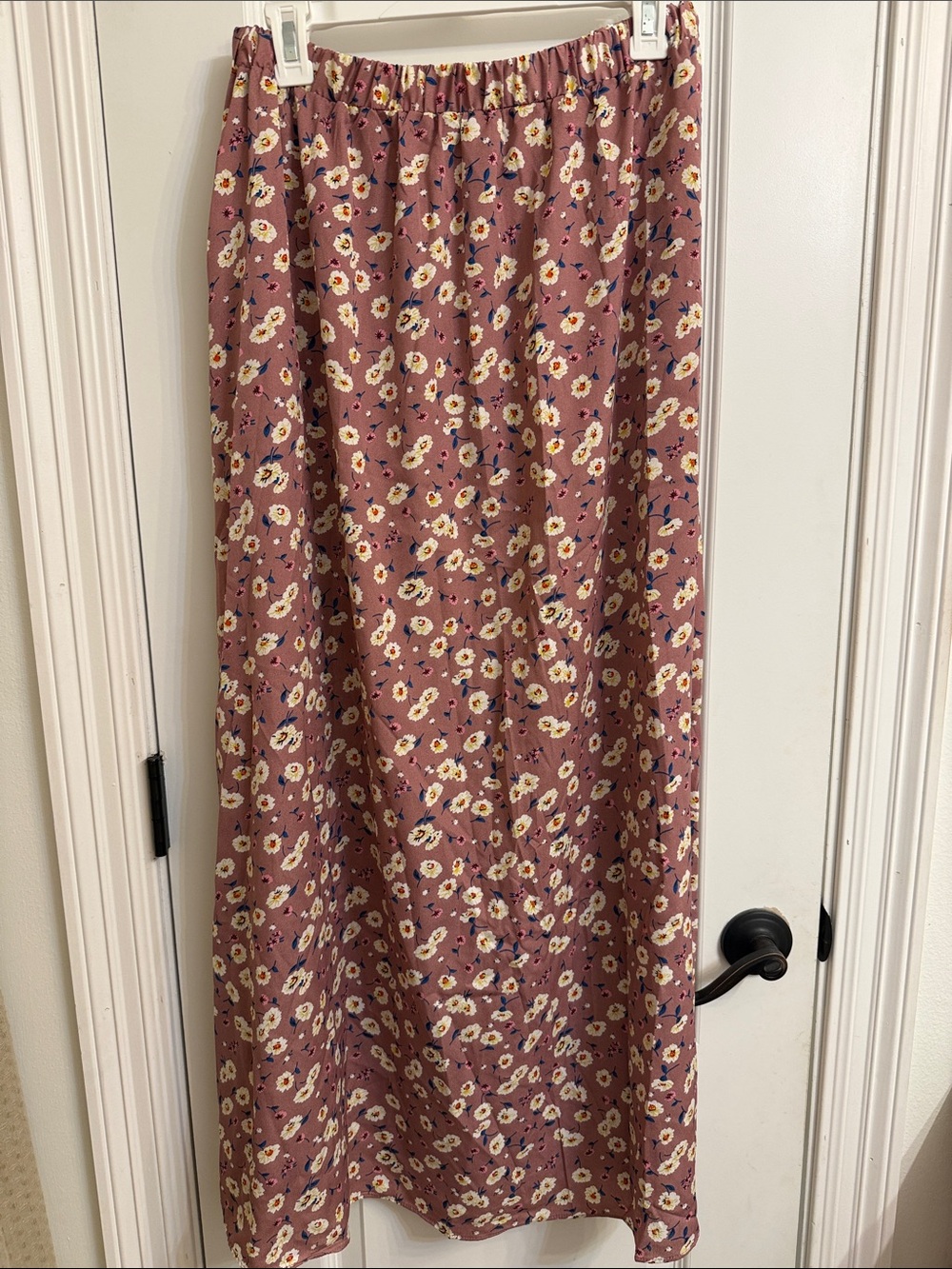SHEIN Mauve Floral Elastic-Waist Maxi Skirt
